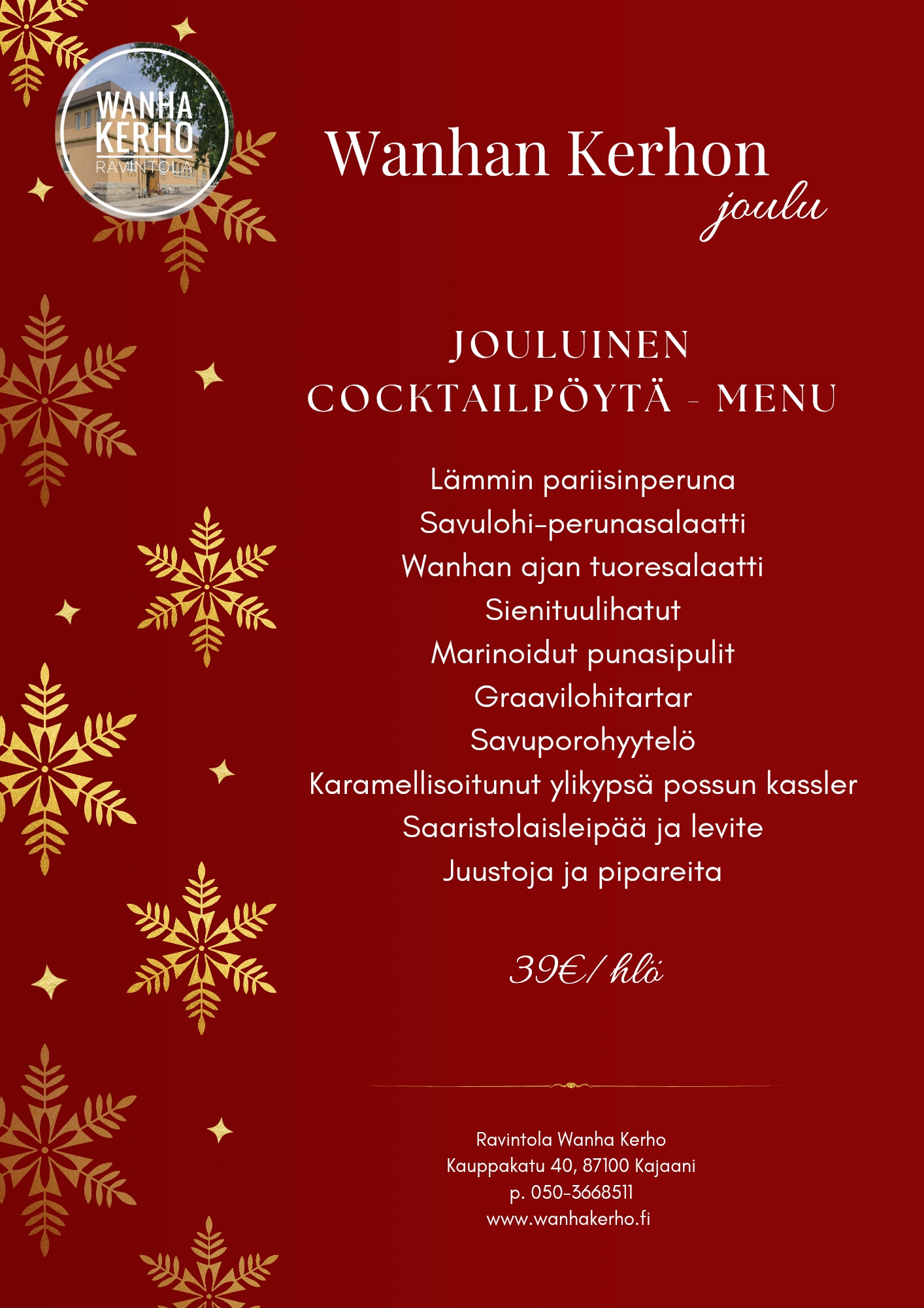 Jouluinen cocktailpöytä Tilausravintola - Ravintola Wanha Kerho